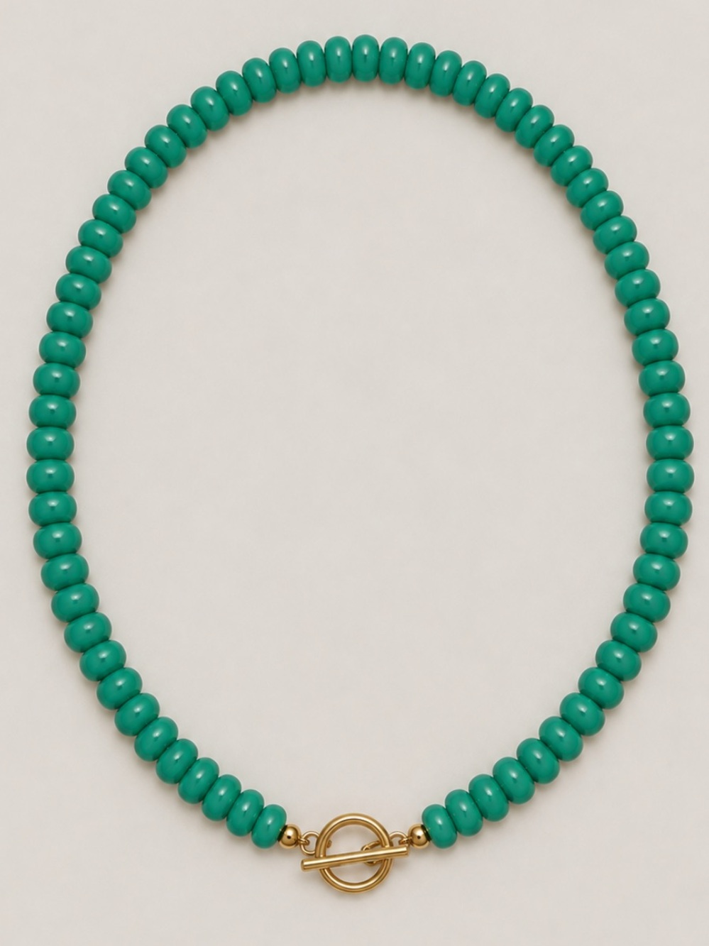 New! Green Beaded Gold Toggle Dopamine Necklace NWOT 2003